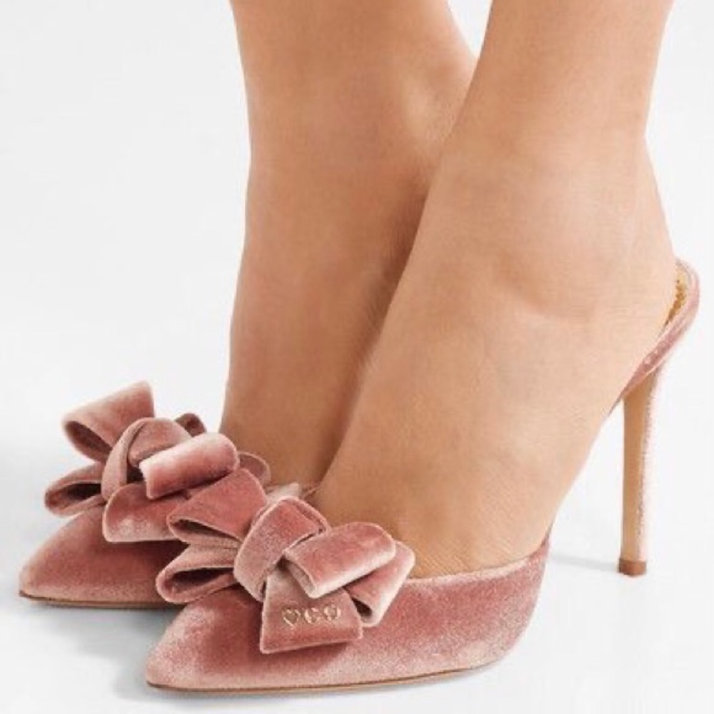 NWB $$$ Charlotte Olympia Pink Velvet Mules